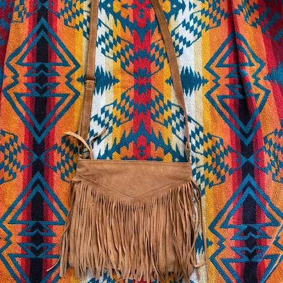 Vintage tan suede crossbody bag - Picture 3 of 5